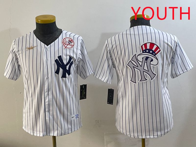 Youth 2025 New York Yankees Blank White Stripe Throwback Nike MLB Jersey style 10